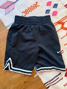 Nike Black Kids Shorts with White Stripe Trim